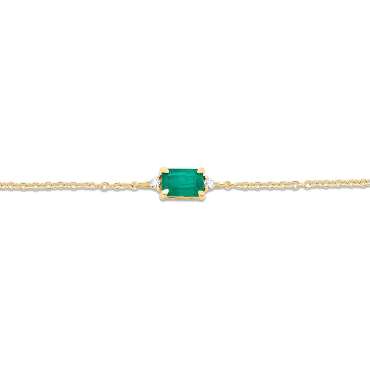 Stone and Strand 10K Yellow Gold Green Goddess Emerald Bracelet Close Up Image