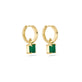 Stone and Strand 14K Yellow Gold Green Luxe Emerald Ridged Huggies Side Image