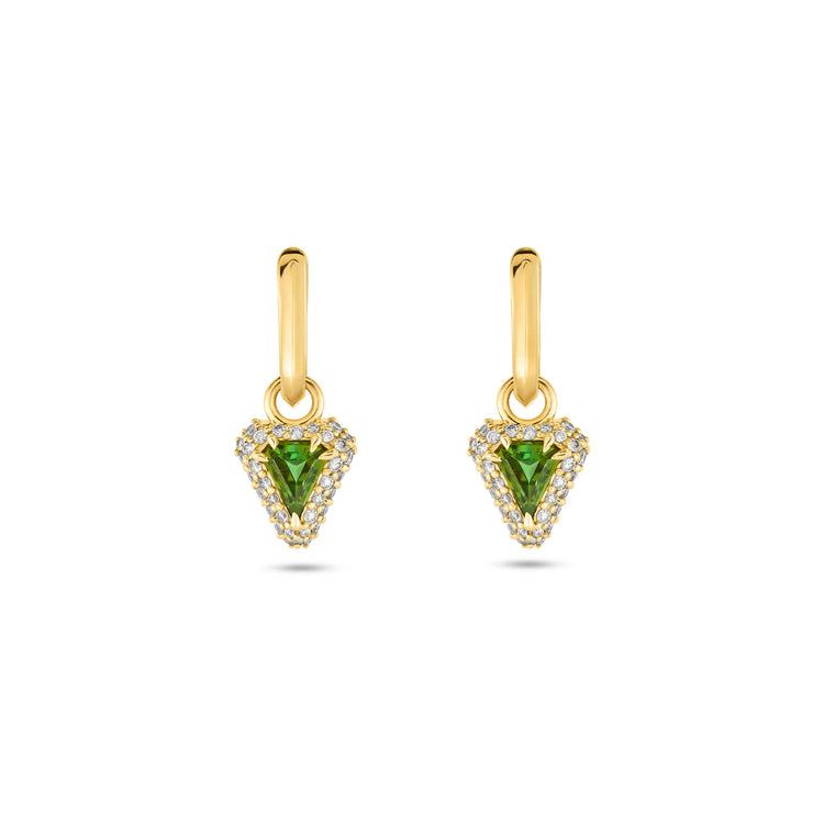 Stone and Strand 14K Yellow Gold Green Tourmaline Diamond Power Huggies Front Image