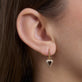 Image of 14K Yellow Gold Green Tourmaline Diamond Power Huggies on Models Ear