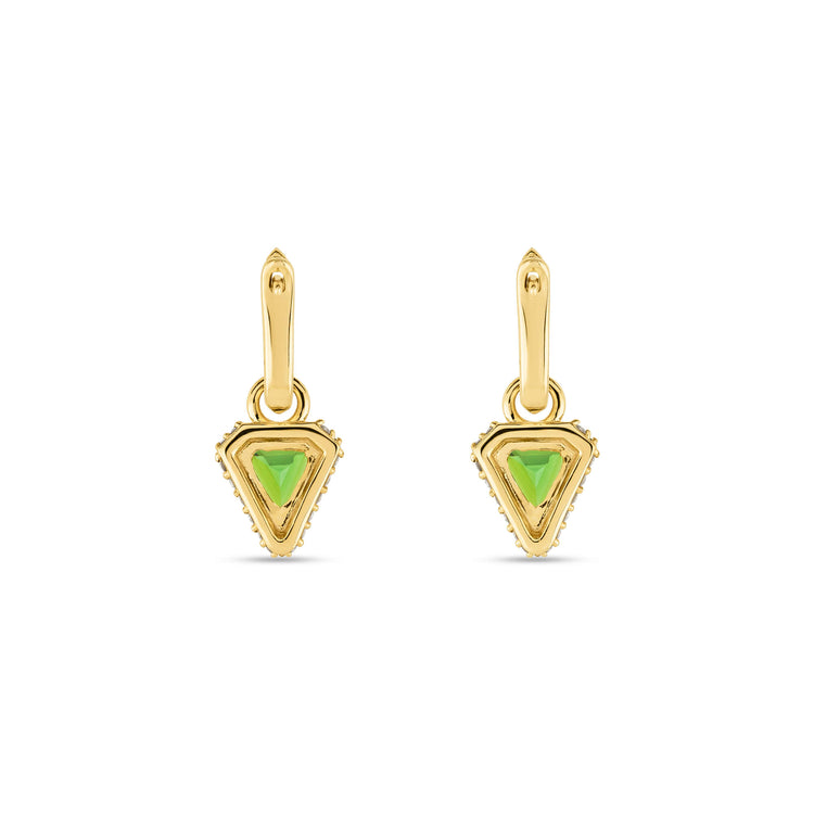 Stone and Strand 14K Yellow Gold Green Tourmaline Diamond Power Huggies Rear Image