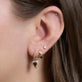 Image of 14K Yellow Gold Green Tourmaline Diamond Power Huggies with Stone and Strand Earrings