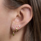 Image of 14K Yellow GoldGreen Tourmaline Knife Edge Shield Drop Huggies with Stone and Strand Earrings