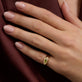 Image of 14K Yellow Gold Green Tourmaline Shield Pinky Ring on Models Hand