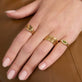 Image of 14K Yellow Gold Green Tourmaline Shield Pinky Ring with Stone and Strand Rings