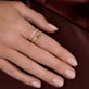 Image of 14K Yellow Gold Green Tourmaline Shield Serpent Ring on Models Hand