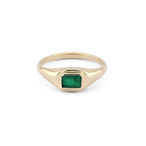 Stone and Strand 14K Yellow Gold Emerald Cut Birthstone Signet Front Image