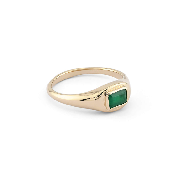 Stone and Strand 14K Yellow Gold Emerald Cut Birthstone Signet Side Image