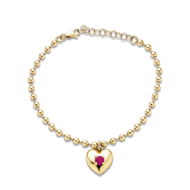 Stone and Strand 10K Yellow Gold Heart And Soul Ruby Bracelet Front Image