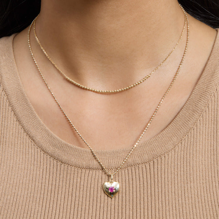 Image of 10K Yellow Gold Heart And Soul Ruby Necklace with Stone and Strand Necklaces