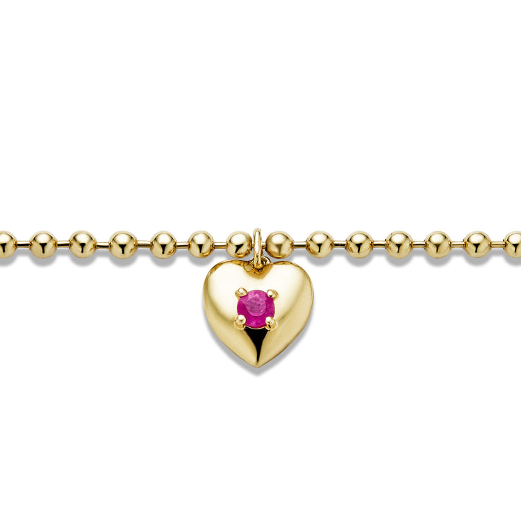 Stone and Strand 10K Yellow Gold Heart And Soul Ruby Bracelet Close Up Image