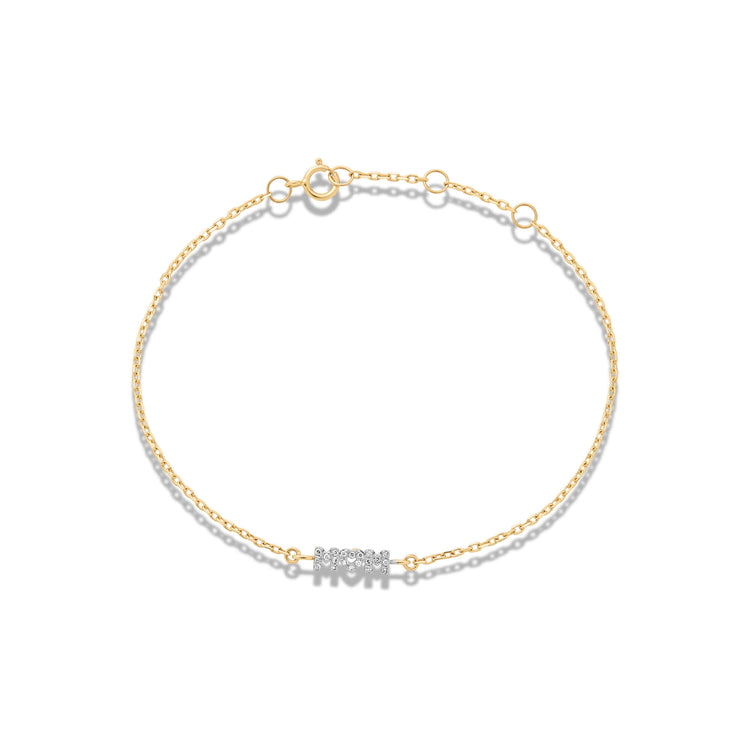 Stone and Strand 10K Yellow Gold Heart, Mom Diamond Bracelet Front Image