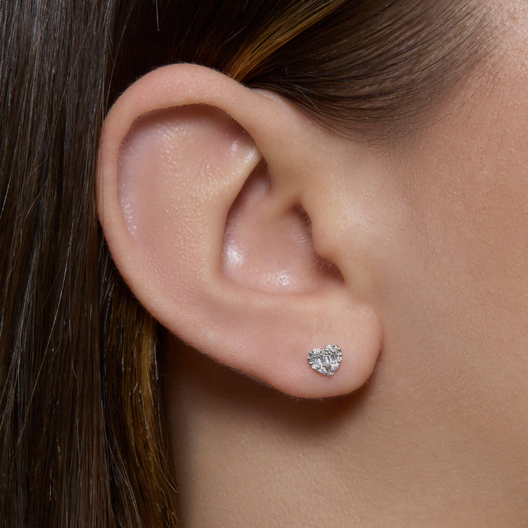 Image of 10K Yellow Gold Heart Of The Matter Earrings on Models Ear