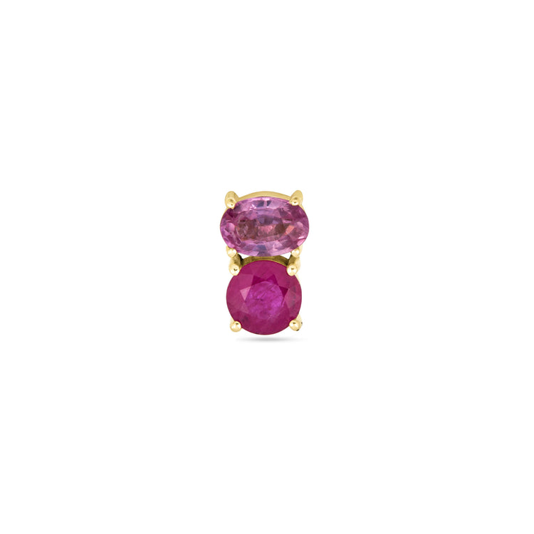 Stone and Strand 14K Yellow Gold High Volume Pink Power Earrings Front Single Image
