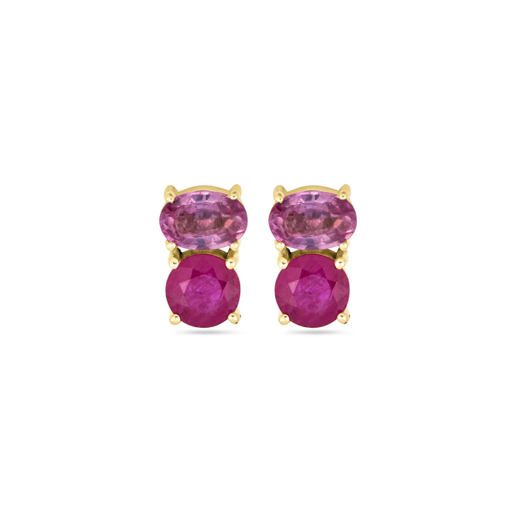Stone and Strand 14K Yellow Gold High Volume Pink Power Earrings Front Image