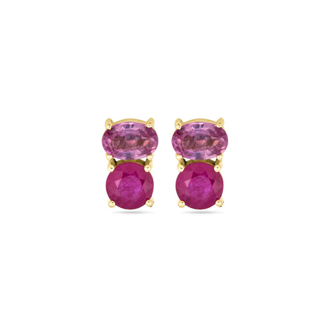 Stone and Strand 14K Yellow Gold High Volume Pink Power Earrings Front Image