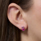 Image of 14K Yellow Gold High Volume Pink Power Earrings on Models Ear