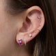 Image of 14K Yellow Gold High Volume Pink Power Earrings with Stone and Strand Earrings