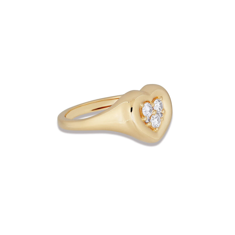 Stone and Strand 14K Yellow Gold Hold My Heart Signet Ring Side Image