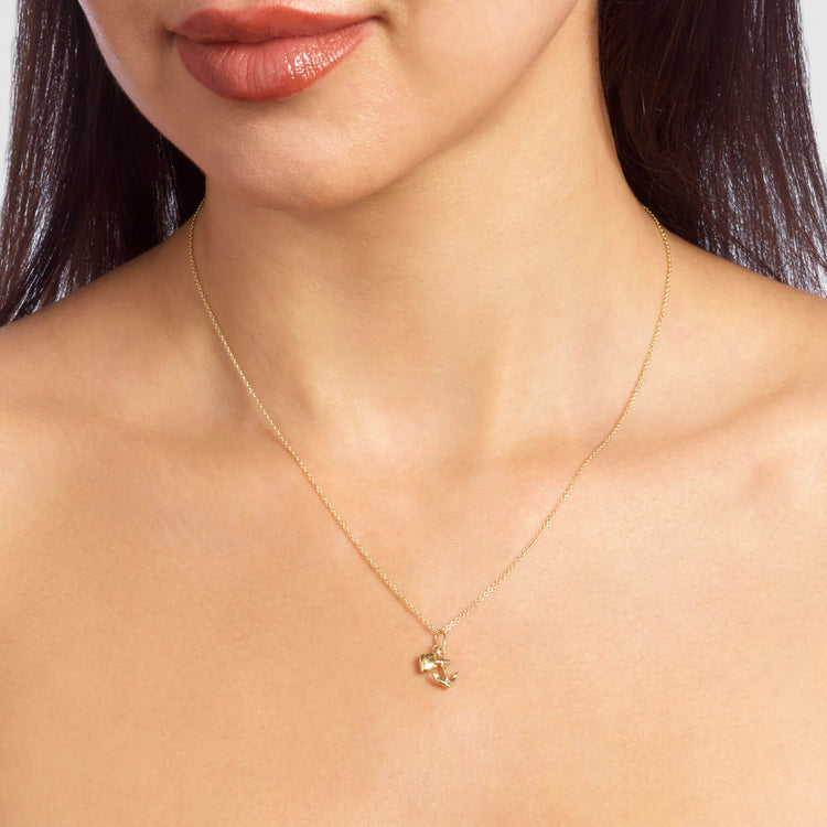 Image of 10K Yellow Gold Hope And Charity Necklace on Models Neck