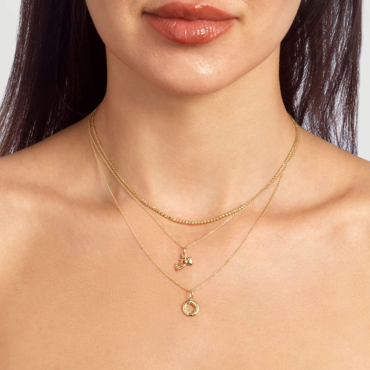 Image of 10K Yellow Gold Hope And Charity Necklace with Stone and Strand Necklaces