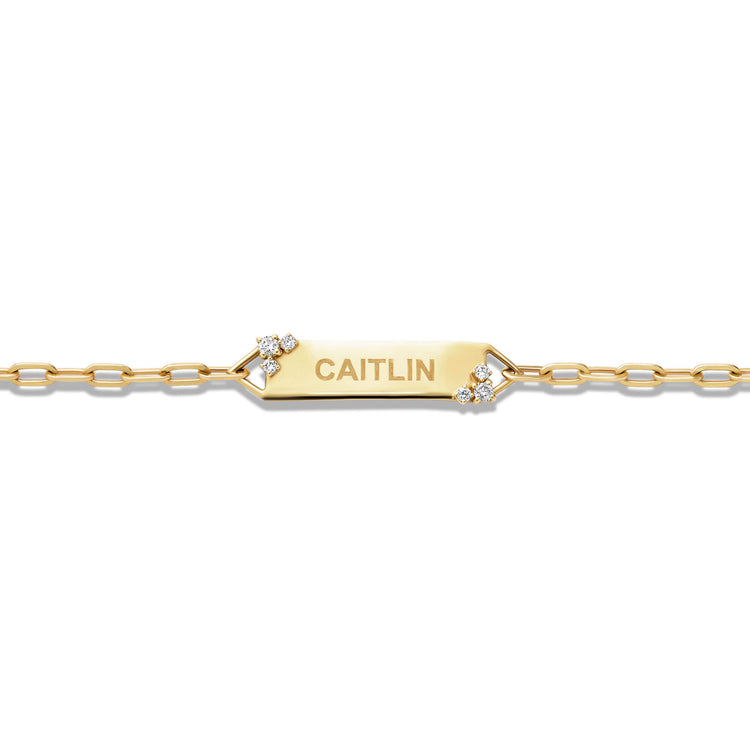 Stone and Strand 10K Yellow Gold ID Me Diamond Bracelet Close Up Image