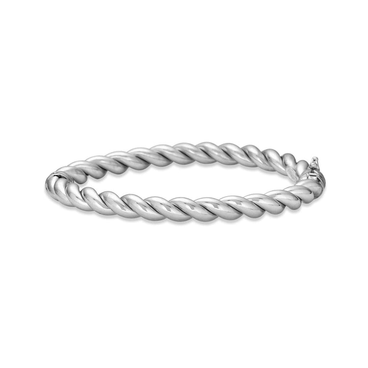 Stone and Strand Serling Silver In A Twist Silver Bangle Front Image