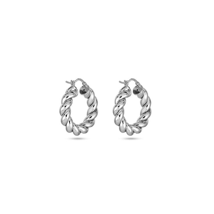 Stone and Strand Sterling Silver In A Twist Silver Hoops Rear Image