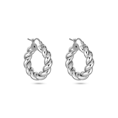 Stone and Strand Sterling Silver In A Twist Silver Hoops Side Image