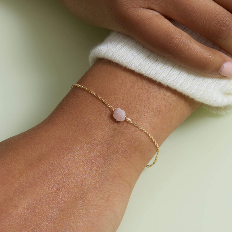 Image of 10K Yellow Gold In Bloom Bracelet with Pearl on Models Arm