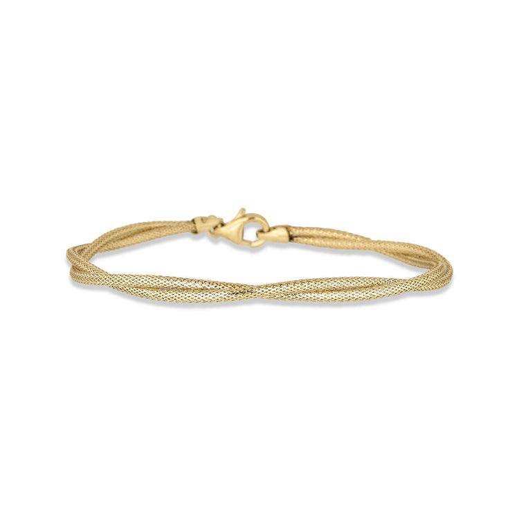 Stone and Strand 14K Yellow Gold Interwoven Gold Bracelet Front Image