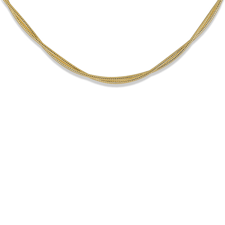 Stone and Strand 14K Yellow Gold Interwoven Gold Necklace Close Up Image