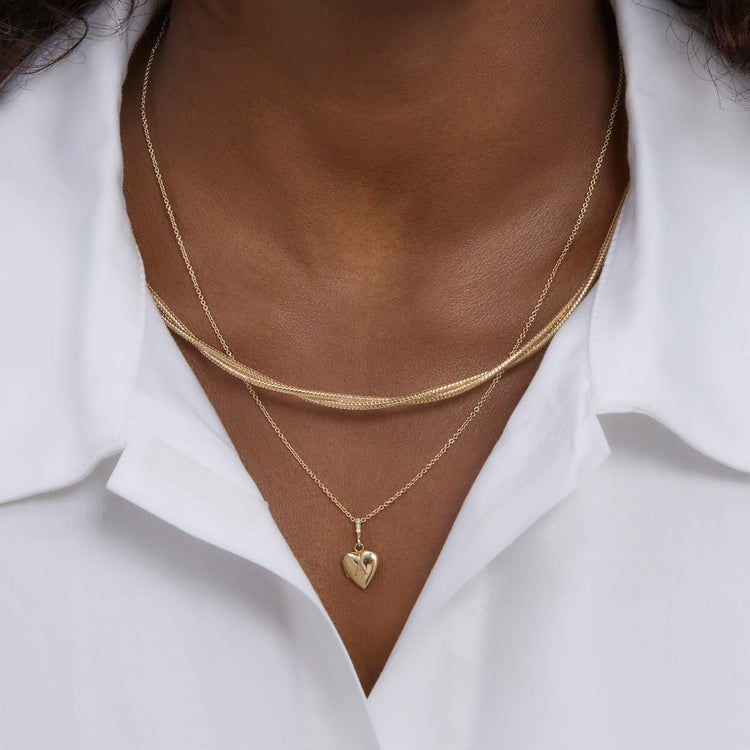 Image of 14K Yellow Gold Interwoven Gold Necklace with Stone and Strand Necklaces