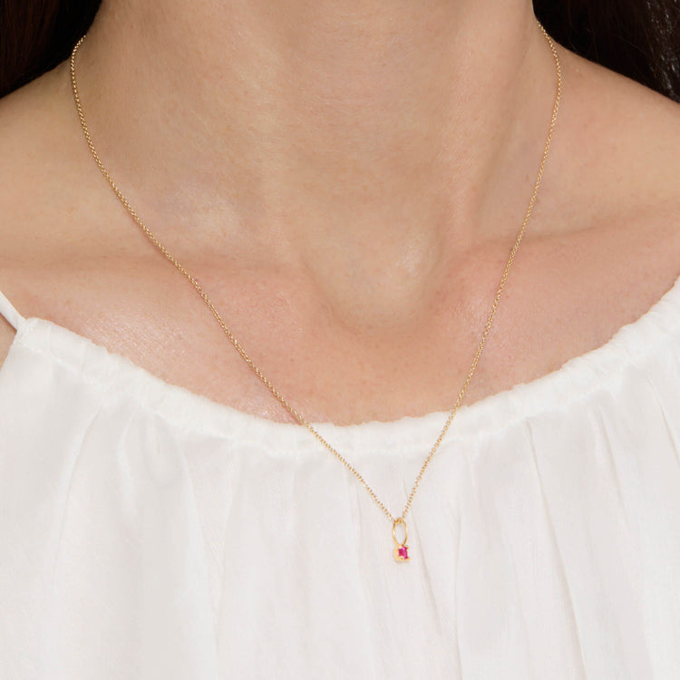Image of 14K Yellow Gold Intima Birthstone Necklace on Models Neck