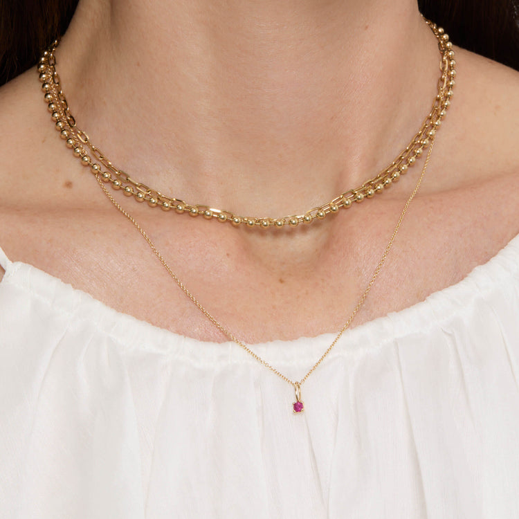 Image of 14K Yellow Gold Intima Birthstone Necklace with Stone and Strand Necklaces