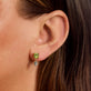 Image of 10K Yellow Gold Just The Two Of Us Seagrass Drop Earrings with Peridot and Aquamarine on Models Ear