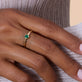 Image of 14K Yellow Gold Knife Edge Emerald Heart Ring on Models Hand