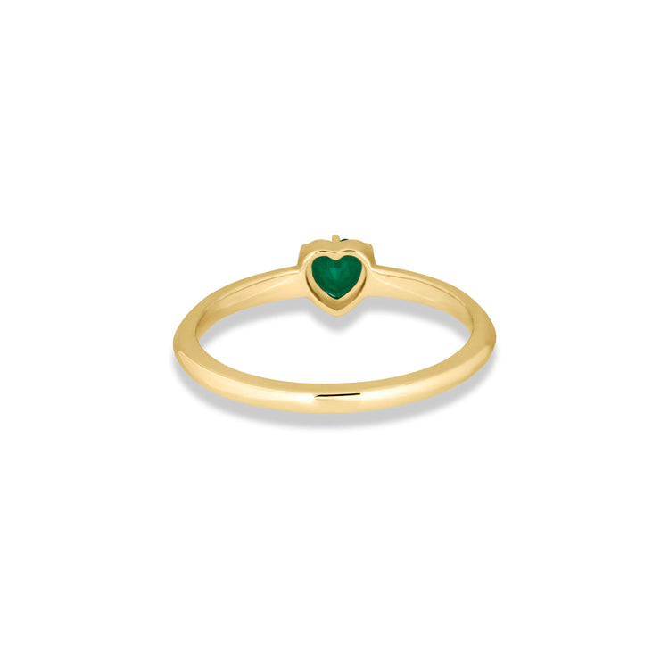 Stone and Strand 14K Yellow Gold Knife Edge Emerald Heart Ring Rear Image
