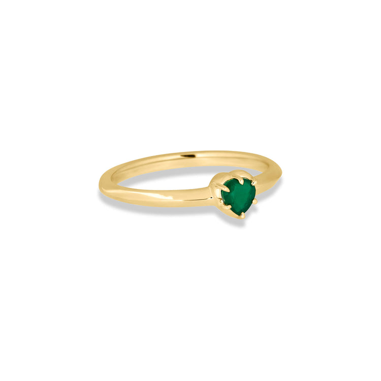 Stone and Strand 14K Yellow Gold Knife Edge Emerald Heart Ring Side Image