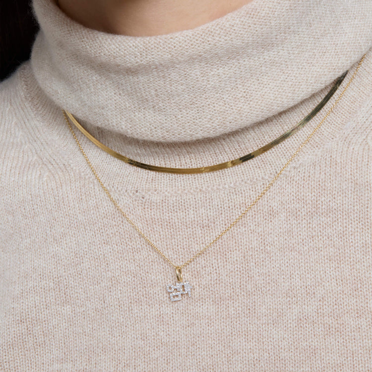 Image of 14K Yellow Gold Korean Mothers Day Necklace with Stone and Strand Necklaces