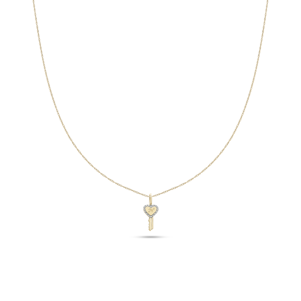 Colorblock Rhinestone Pave Heart Key Pendant Toggle Necklace main image 1