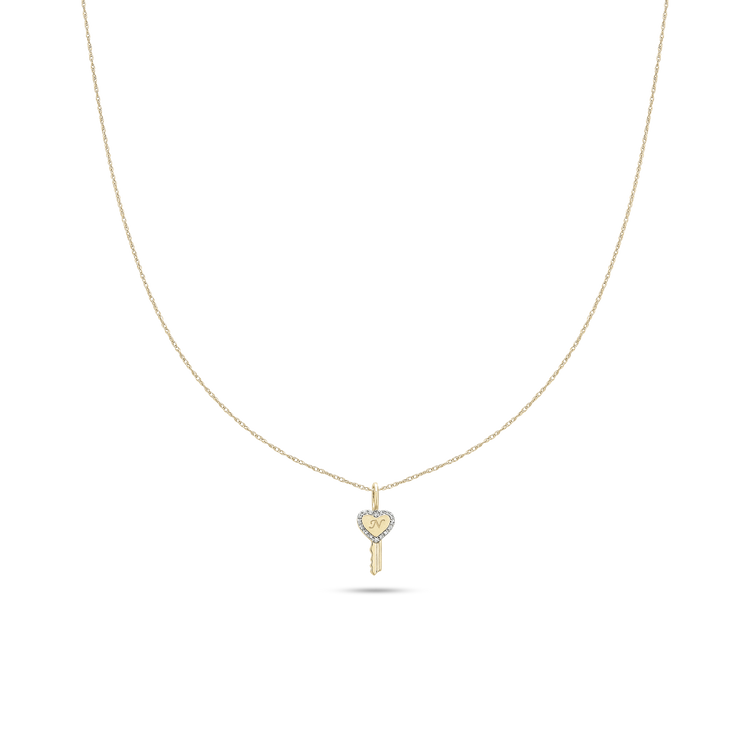 Stone and Strand 10K Yellow Gold Key To My Heart Pave Necklace Image