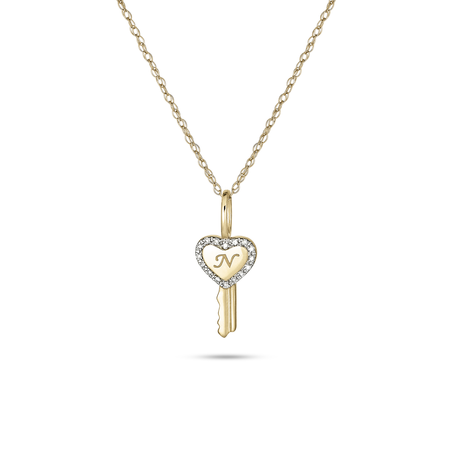 Colorblock Rhinestone Pave Heart Key Pendant Toggle Necklace