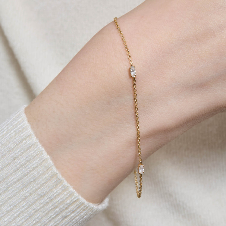 Image of 14K Yellow Gold Lab-Created Acrostic Mom Bracelet on Models Arm