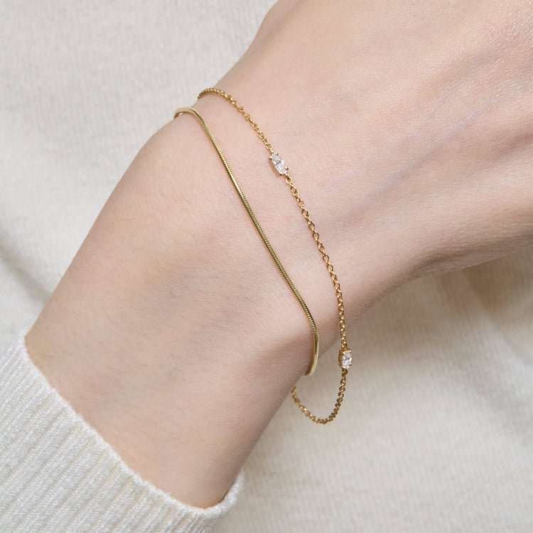 Image of 14K Yellow Gold Lab-Created Acrostic Mom Bracelet with Stone and Strand Bracelets