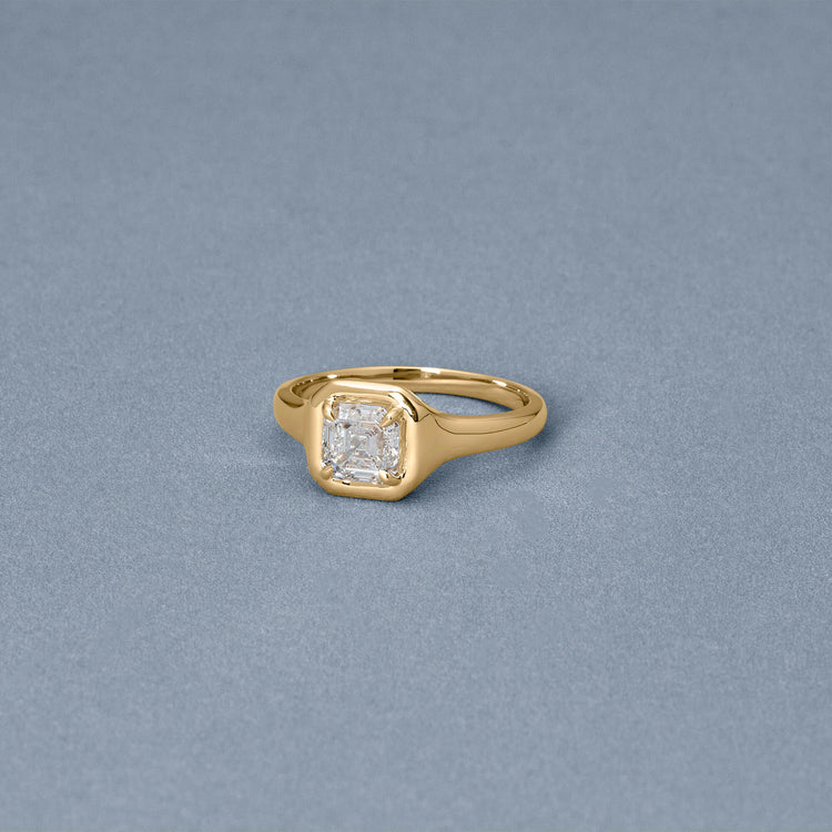 Stone and Strand 14K Yellow Gold LAB-Created Asscher Icon Pinky Ring Editorial Image