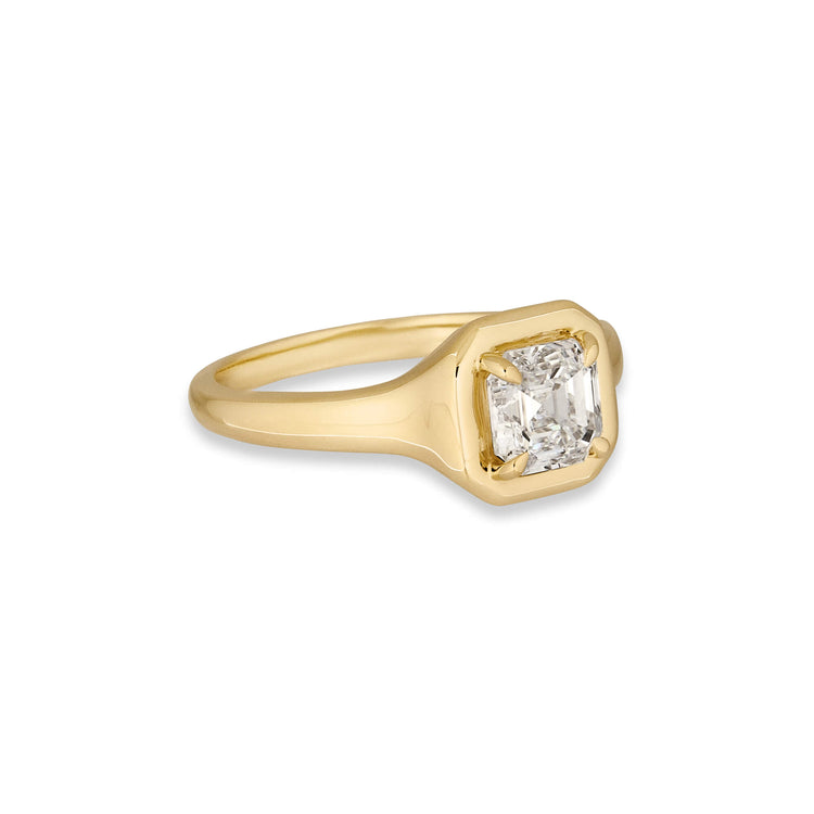 Stone and Strand 14K Yellow Gold LAB-Created Asscher Icon Pinky Ring Side Image