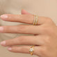 Stone and Strand 14K Yellow Gold Lab-Created Baez Pinky Ring Onbody Image with Stacked Rings