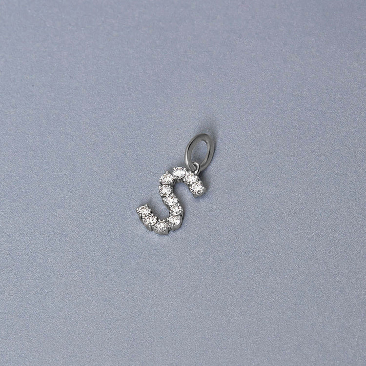 Stone and Strand Sterling Silver Lab-Created Diamond Bold Sparkle Initial Charm Editorial Image