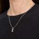 Image of Sterling Silver Lab-Created Diamond Bold Sparkle Initial Necklace on Models Neck